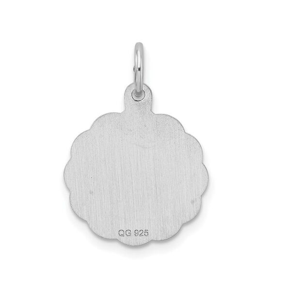Sterling Silver, Sarah Collection 15mm Brocaded Disc Initial I Pendant - Picture 3 of 6